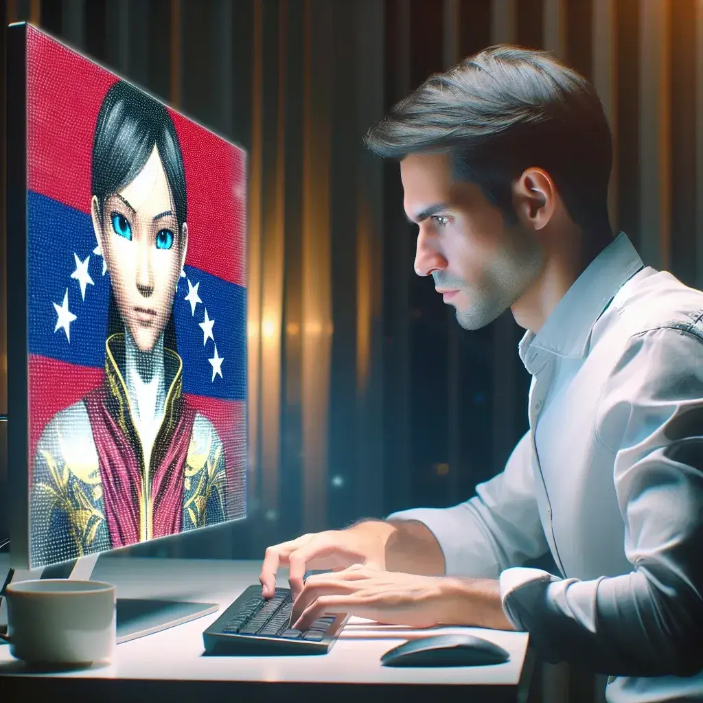 "Periodistas venezolanos usando avatares de inteligencia artificial en una reunión virtual, simbolizando la innovación en la protección de la libertad de expresión y la seguridad ante la persecución."