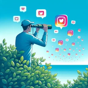 "Persona navegando por Instagram en un teléfono móvil, ilustrando el proceso de ver historias de Instagram anónimamente, según la guía completa del artículo 'Cómo Ver Historias de Instagram Anónimamente'."